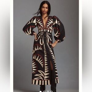 NWT Farm Rio Coconut Grove Printed V Neck Maxi Dress